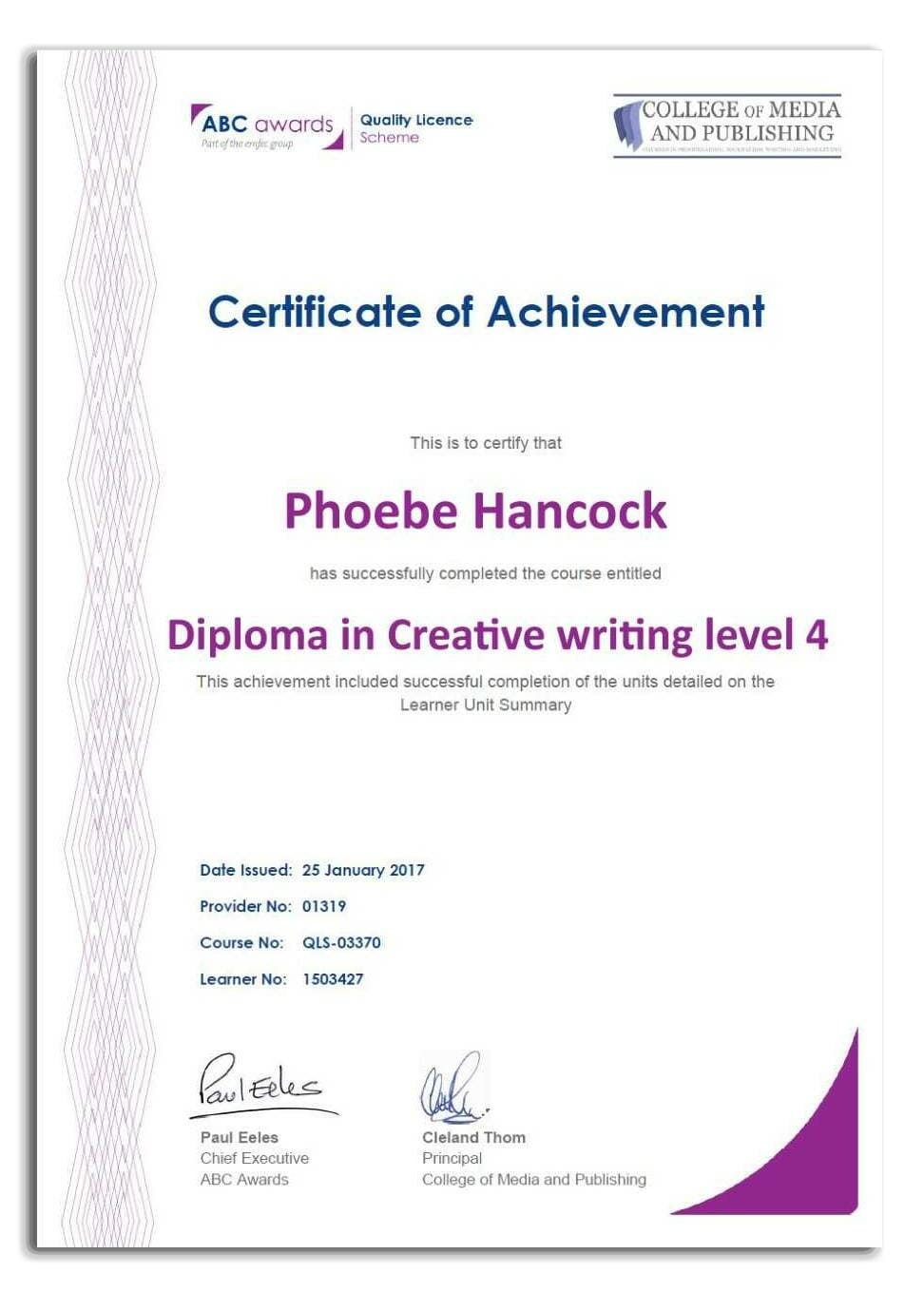 creative writing diploma